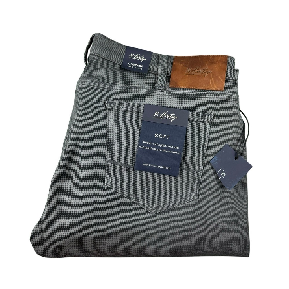 34 Heritage Courage Mid Rise Straight Mens Gray Diagonal Stretch Jean 42x32 NWT